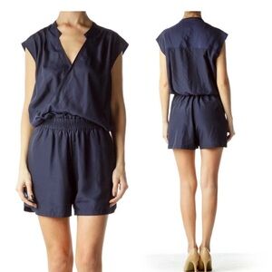 J Crew Wrap-Front Navy Blue Romper